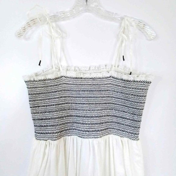 KISUII WMNS Sz S Smocked Black White Summer Midi Dress, Frill, Split Hem Layered - Picture 7 of 12